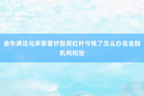 金牛通还与多家著炒股用杠杆亏钱了怎么办名金融机构和洽