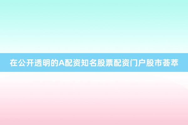 在公开透明的A配资知名股票配资门户股市荟萃