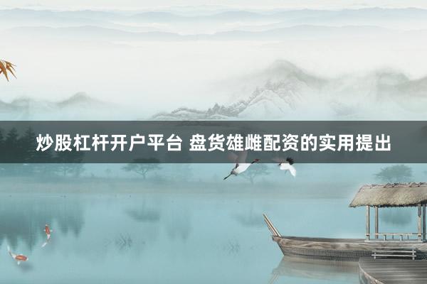 炒股杠杆开户平台 盘货雄雌配资的实用提出